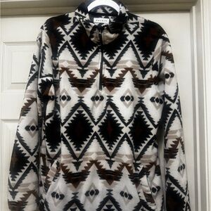 PacSun Cream, Brown & Black Aztec Quarter-Zip Fleece Pullover